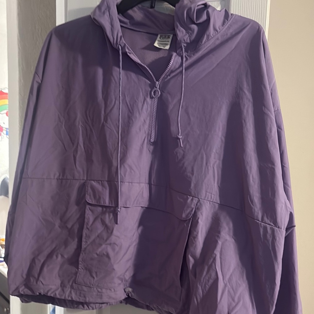 PINK Purple Hooded Pullover cropped
